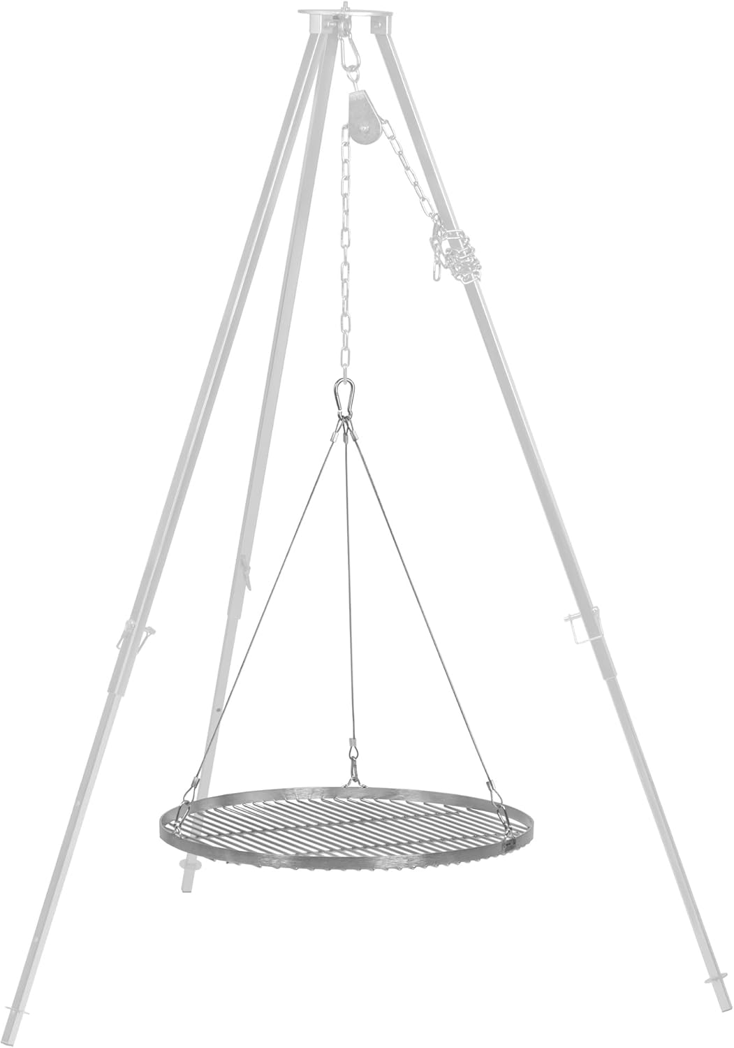 BBQ-Toro Edelstahl Grillrost Rund | Ø 60 cm | Grillgitter mit Seilaufhängung, Hänge Rost für Schwenk