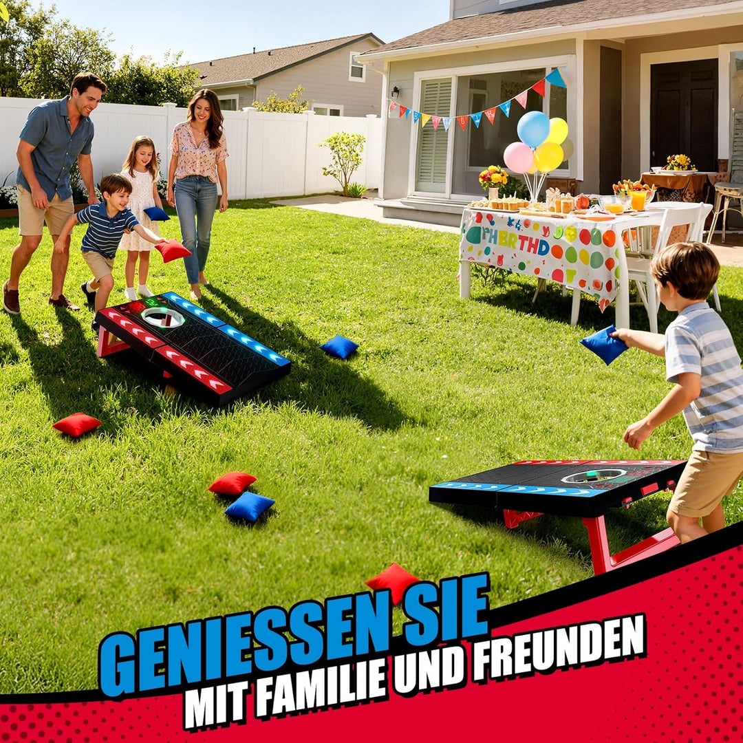 Cornhole Spiel Outdoor Innenbereich, Elektronisch Cornhole mit Musik & Licht, Automatischer Punktzäh