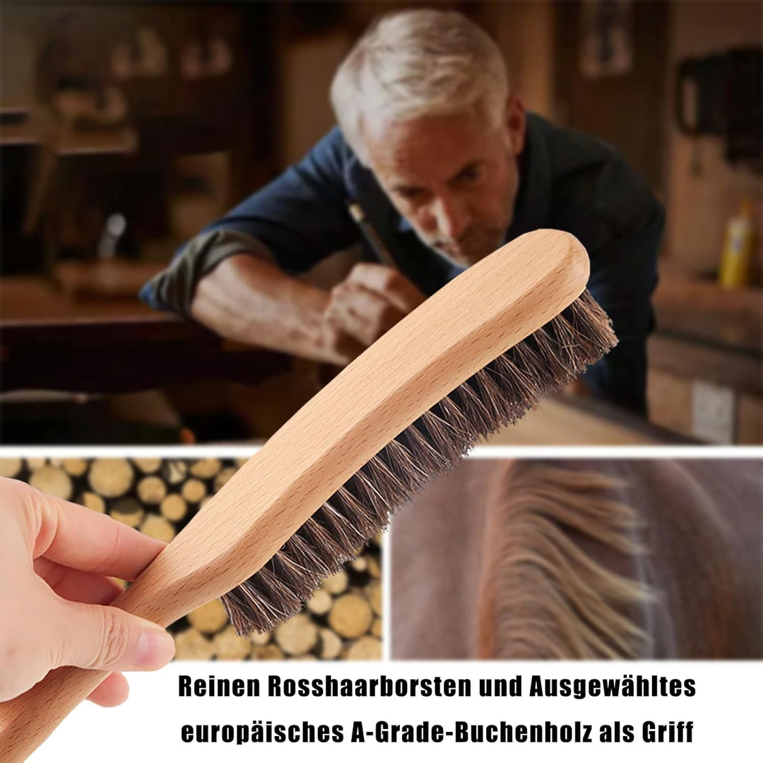 Ahigh Kleiderbürste, Rosshaar-Fusselbürste, Griff aus europäischer Buche der Güteklasse A, geeignet