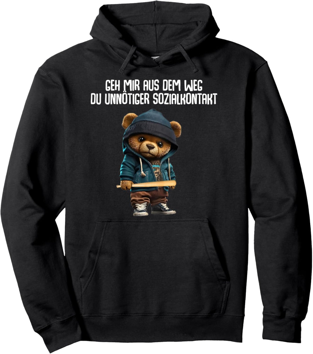 Teddybär Geh Mir Aus Dem Weg Du Unnötiger Sozialkontakt Pullover Hoodie