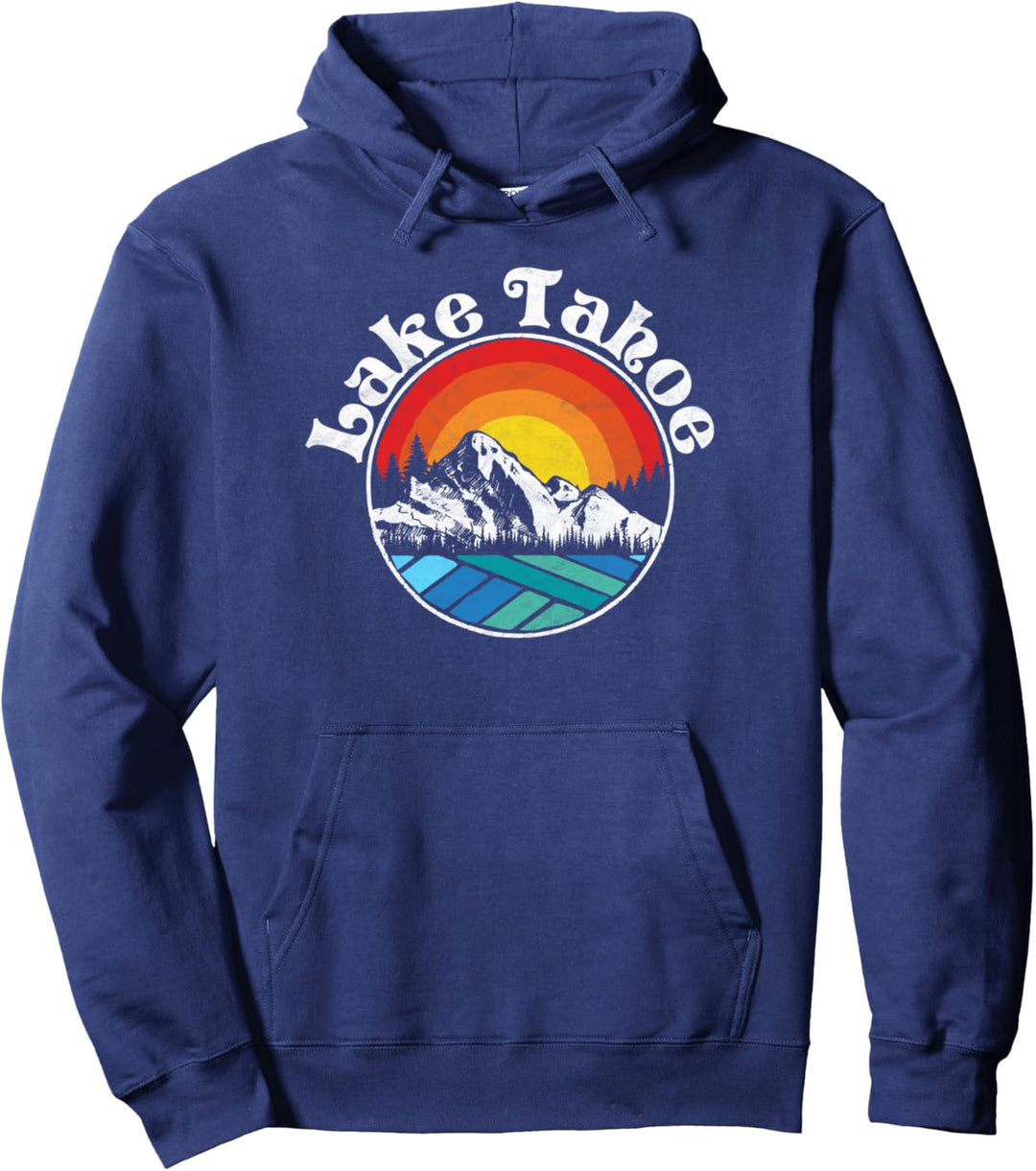 Lake Tahoe Mountains Throwback Vibe Nature Graphic Pullover Hoodie