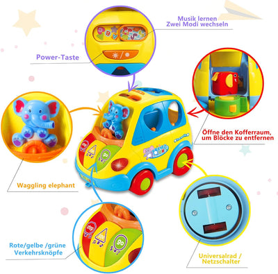 Baby Spielzeug ab 1 Jahr Mädchen Junge Form Sortieren Bus Babyspielzeug ab 6 8 9 10 12 18 Monate Kin