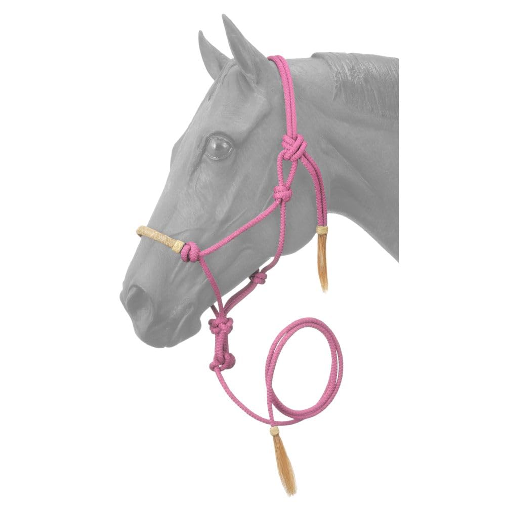 Tough 1 Reithalfter aus Rohleder mit Leine rose Pferd, rose Pferd
