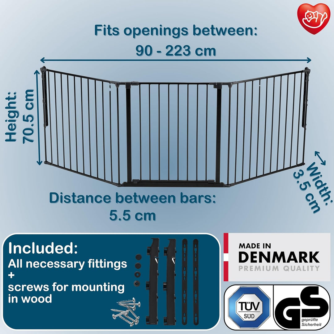 BabyDan Skagen L, 90-223 cm, Treppenschutzgitter/Raumteiler, Schwarz, Made in Denmark - Babygitter/S