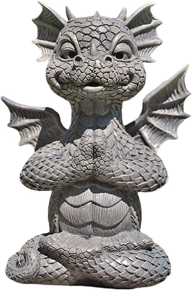 Lewpox Gartendeko Statue, Harz Drachen Statue,Yoga Drache,Glücksdrache,Drache Garten Figur,Ornamente