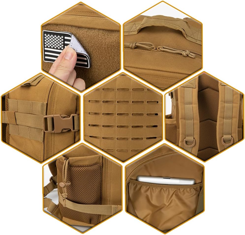 QT&amp;QY Taktischer MilitäR Rucksack Herren Gross 25l/35l/45L Bundeswehr Rucksack 3 Tage Molle Armee Ru