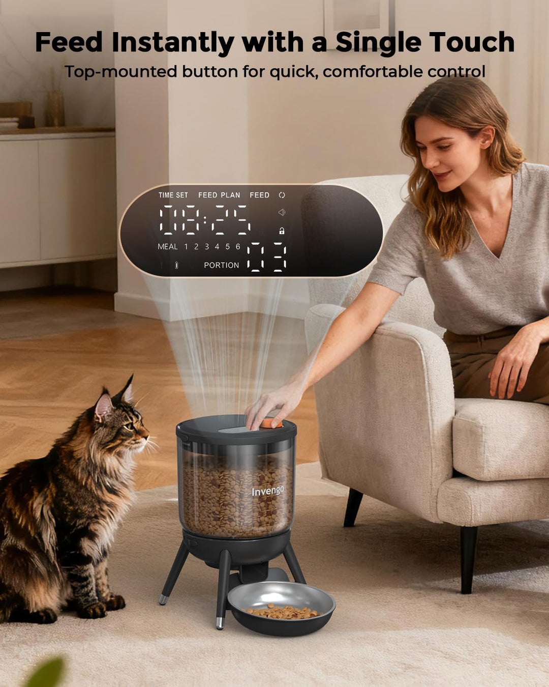 Katzenfutter Automat, Futterautomat Katze mit Zeitsteuerung, 3L Trichter, Doppelstromversorgung, Tro
