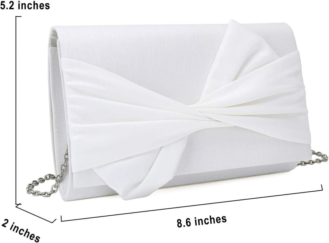 IXEBELLA Satin Abendtasche Schleife Klappe Clutch Geldbörse für Frauen Formale Party/Abschlussball/H