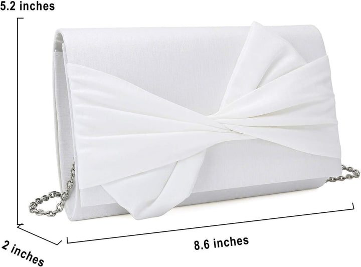 IXEBELLA Satin Abendtasche Schleife Klappe Clutch Geldbörse für Frauen Formale Party/Abschlussball/H