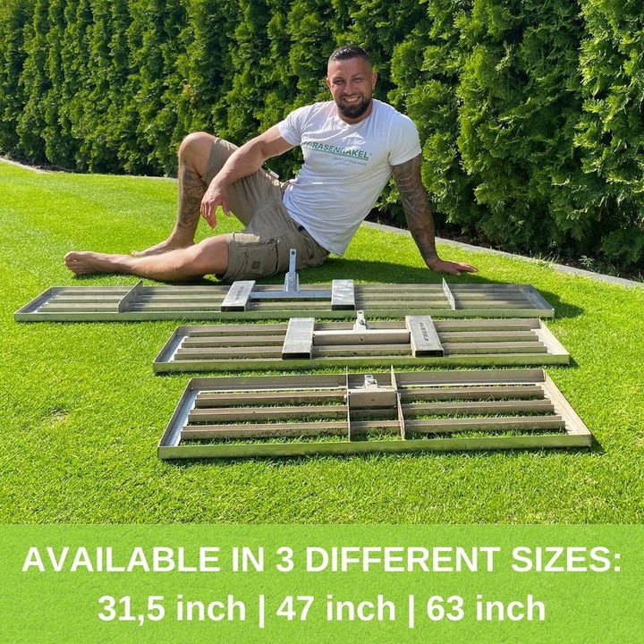 RISISANI® Rasenrakel | 156x30cm | V2A-Edelstahl rostfrei | 100% Made in Germany | Ohne Stiel | optio