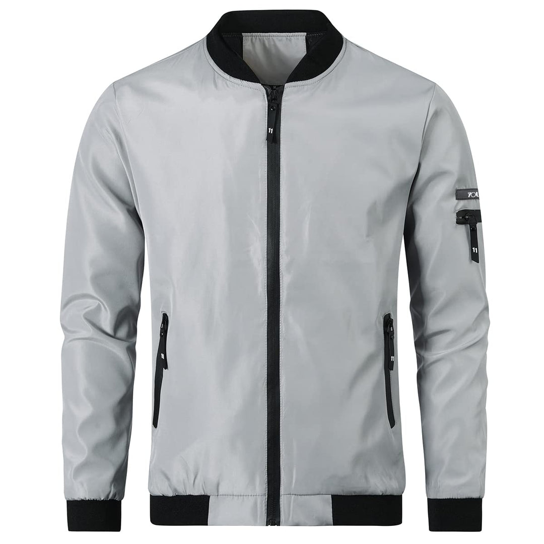 YOUTHUP Herren Übergangsjacke Leichte Sommer Freizeit Bomberjacke Outdoor Sportjacke M Grau-1801, M