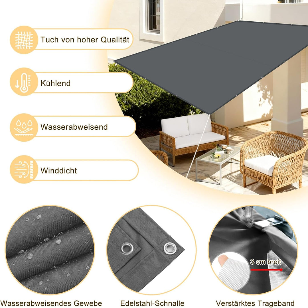 LOVE STORY Sonnenschutzt Sonnensegel,2.5x3m Rechteckig Schattennetz mit Ösen, Wasserdichter Polyeste
