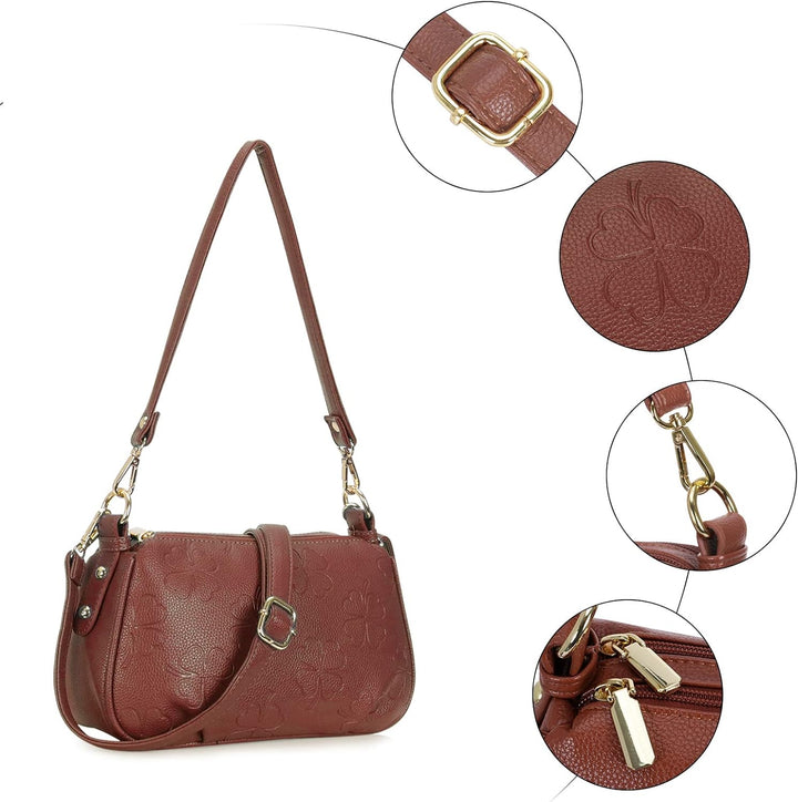 HAWEE Damen Handy Umhängetasche Leder Klein Crossbody Schultertasche mit Verstellbar Abnehmbar Schul