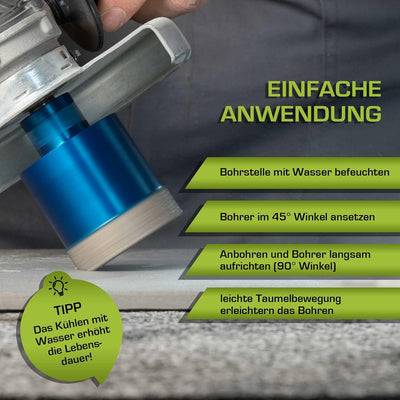 Profi Fliesenbohrer 55mm x M14 - Diamantbohrer für harte Fliesen, Feinsteinzeug uvm. Diamantbohrkron