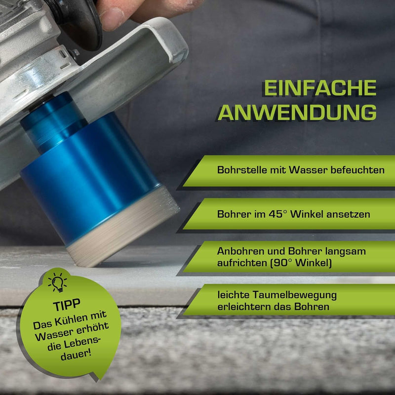 Profi Fliesenbohrer 55mm x M14 - Diamantbohrer für harte Fliesen, Feinsteinzeug uvm. Diamantbohrkron
