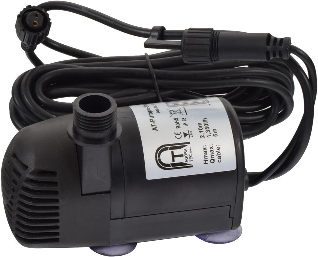 Agora-Tec® 20W-BL-Li Beleuchtete Solar Teichpumpe 20 Watt monokristallin mit Lithium-Fe Akku und 6 F