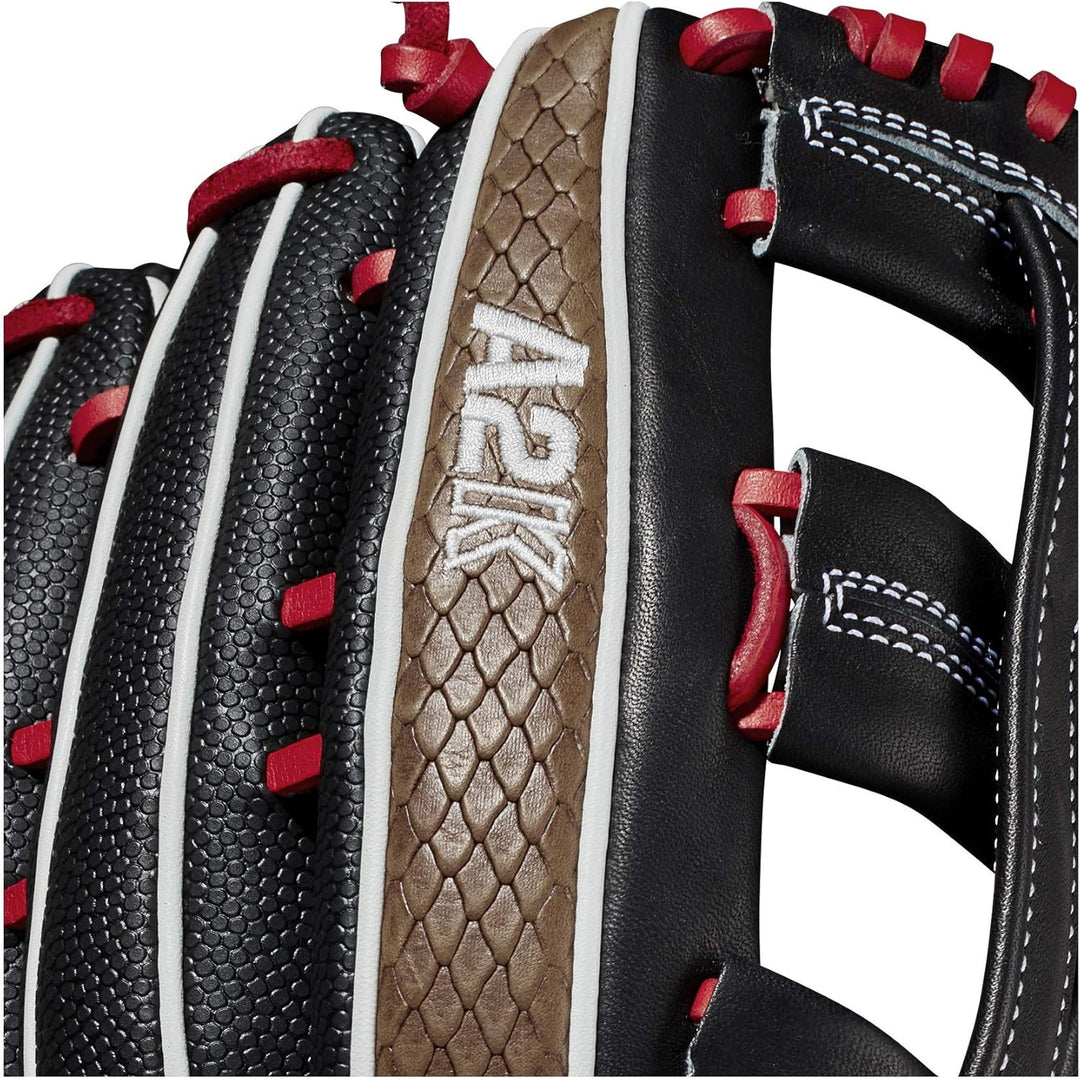 Wilson A2K Baseballhandschuh-Serie Linke Hand Wurf Outfield SuperSkin Handschuh, 32,4 cm, Schwarz/Br