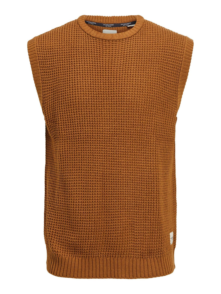 JACK & JONES Herren Dicker Grobstrick Pullunder | Rundhals Sweater ohne Ärmel | Warmer Pullover JJEN
