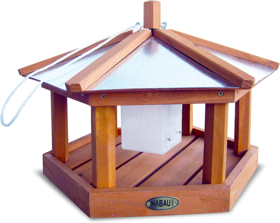 HABAU Vogelhaus Kohlmeiste aus Holz - Futterhaus zum Aufhängen mit Futtersilo