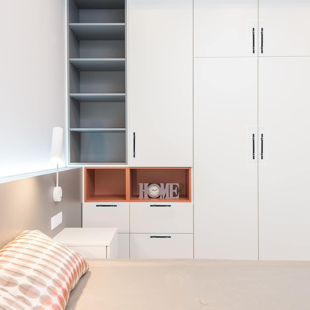 goldenwarm 10 Stück Möbelgriffe Schwarz Küchengriffe Edelstahl Sliver&amp;Schwarz Küche Schrankgriffe 12