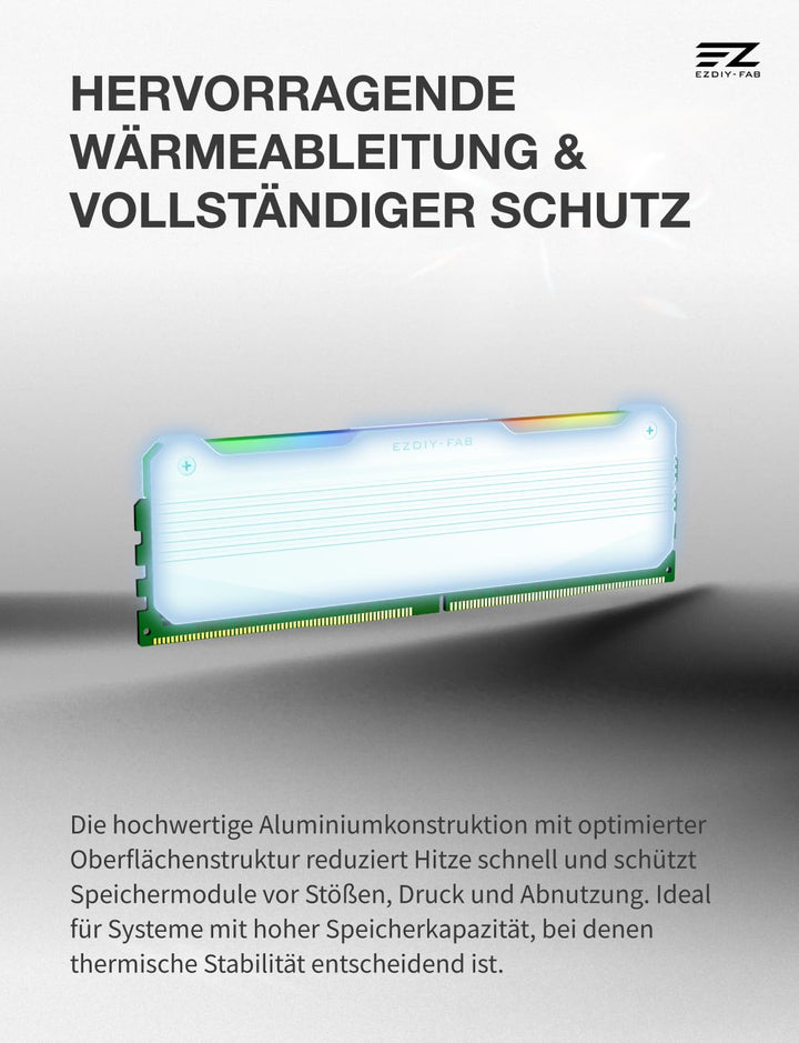 EZDIY-FAB RH01 ARGB RAM-Kühlkörper, RGB Memory Heat Spreader für DDR5 DDR4, Aluminium-RAM-Kühler mit