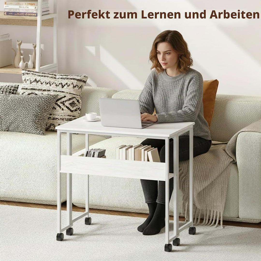 Garvee Klapptisch mit Rollen, 80x50x75 cm (Gesamthöhe), 31.5 Zoll Arbeitsplatz Tisch aus Sperrholz &amp;