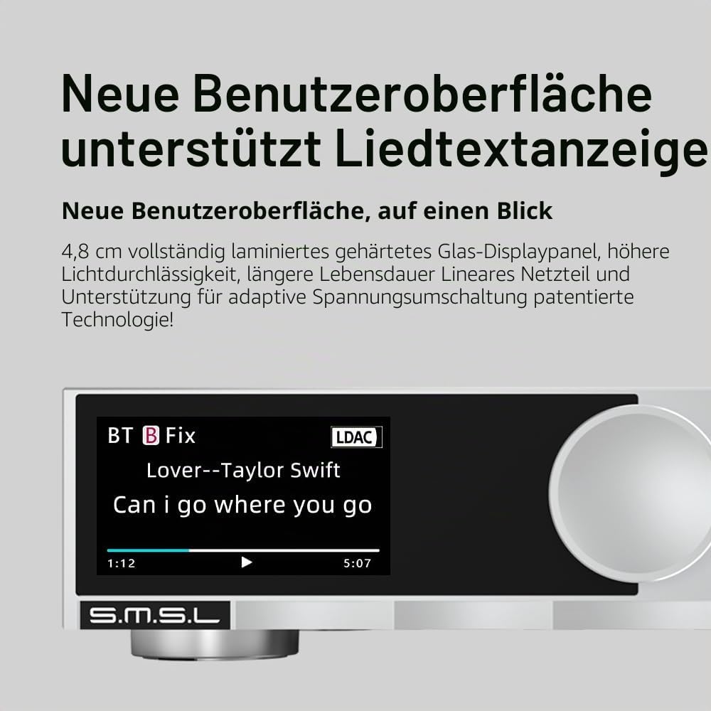 SMSL D200 Audio-Decoder, USB/Optisch/Koaxial/Bluetooth-Eingang, MQA/MQA – CD unterstützt, ROHM BD343