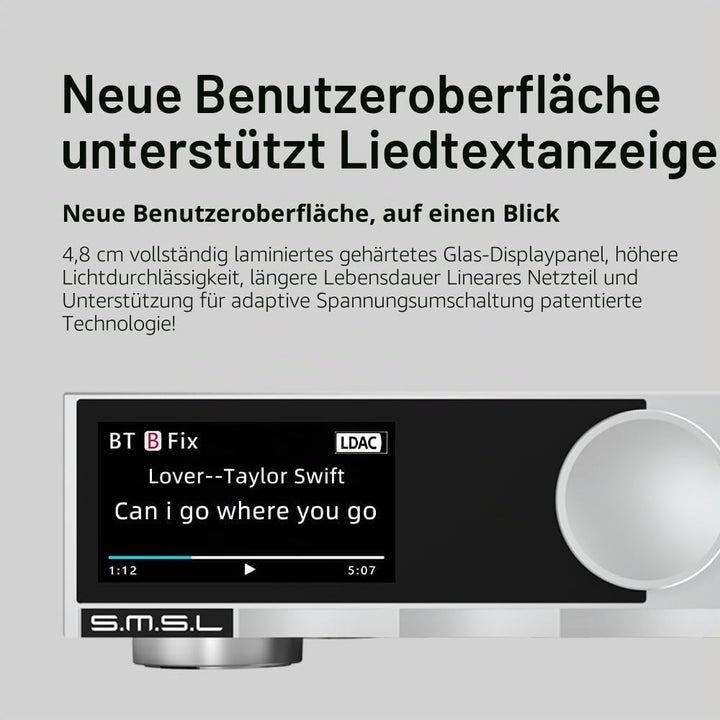 SMSL D200 Audio-Decoder, USB/Optisch/Koaxial/Bluetooth-Eingang, MQA/MQA – CD unterstützt, ROHM BD343