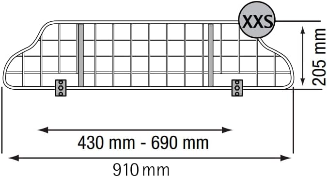 Kleinmetall TraficGard 21008001 Hundegitter Grösse XXS, Crash-getestet nach UN-R126 (L 910 mm x H 20