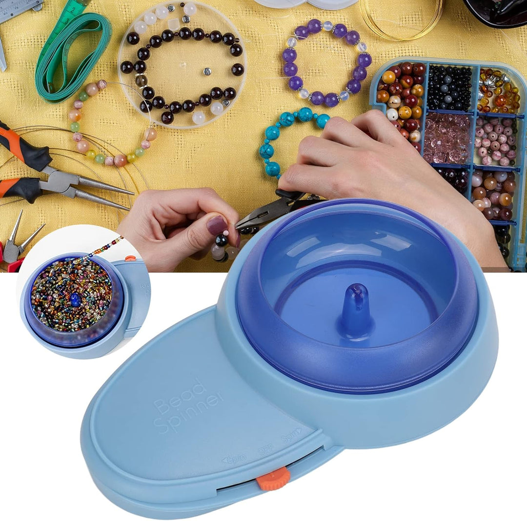 Perlenspinner, Spin Beading Bowl Loader mit 2 Stück Gebogenen Nadeln mit Grossem Auge, Batteriebetri