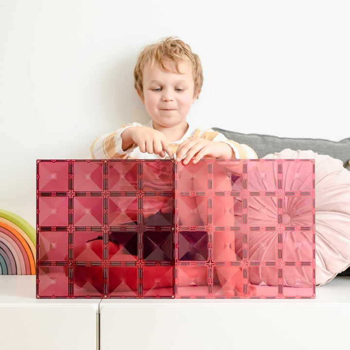 Connetix Magnetische Fliesen Pastell Rosa und Beere Grundplatten-Pack, 2 Stück