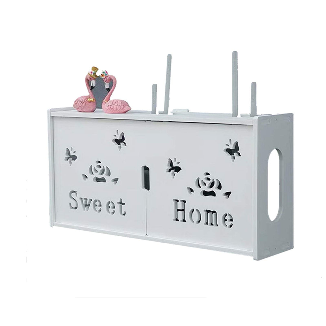 MNBVH Wand Router Aufbewahrungsbox Weiss WLAN Box Router Regal TV Kabel Verstecken Box Router Kabel