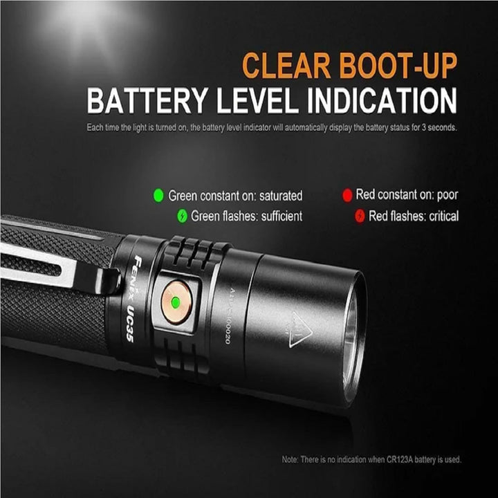 fenix 446 UC35 V 2 LED-Taschenlampe, Flashlight 1000 Lumen, Micro-USB, Schwarz