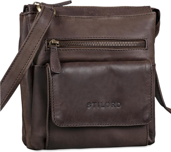 STILORD 'Leon' Schultertasche klein Leder Herren Damen Umhängetasche Vintage Handtasche Ledertasche