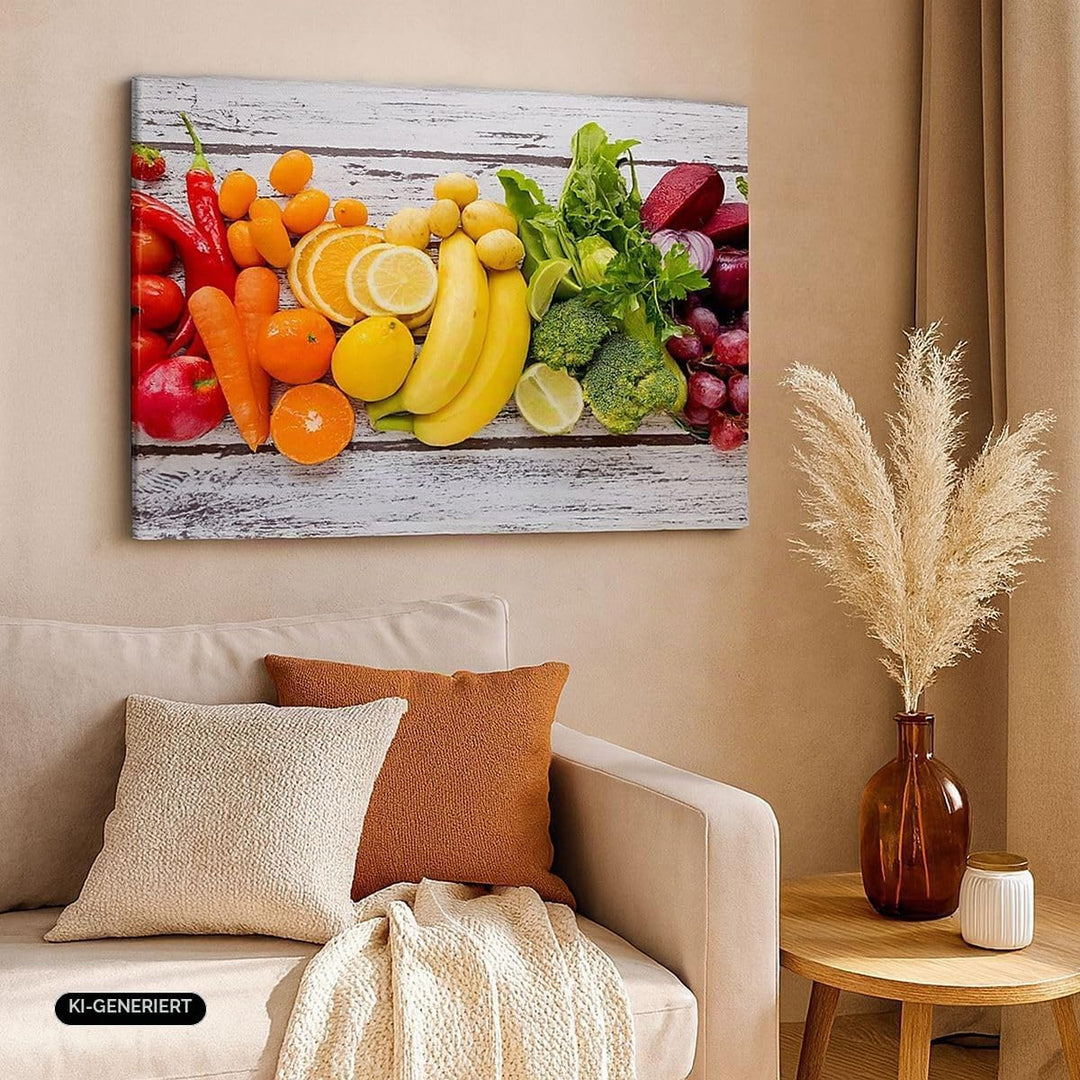 Bilder auf Leinwand Essen Gemüse Essen frisch Leinwandbild 70x50cm Wandbilder Dekoration Wohnzimmer