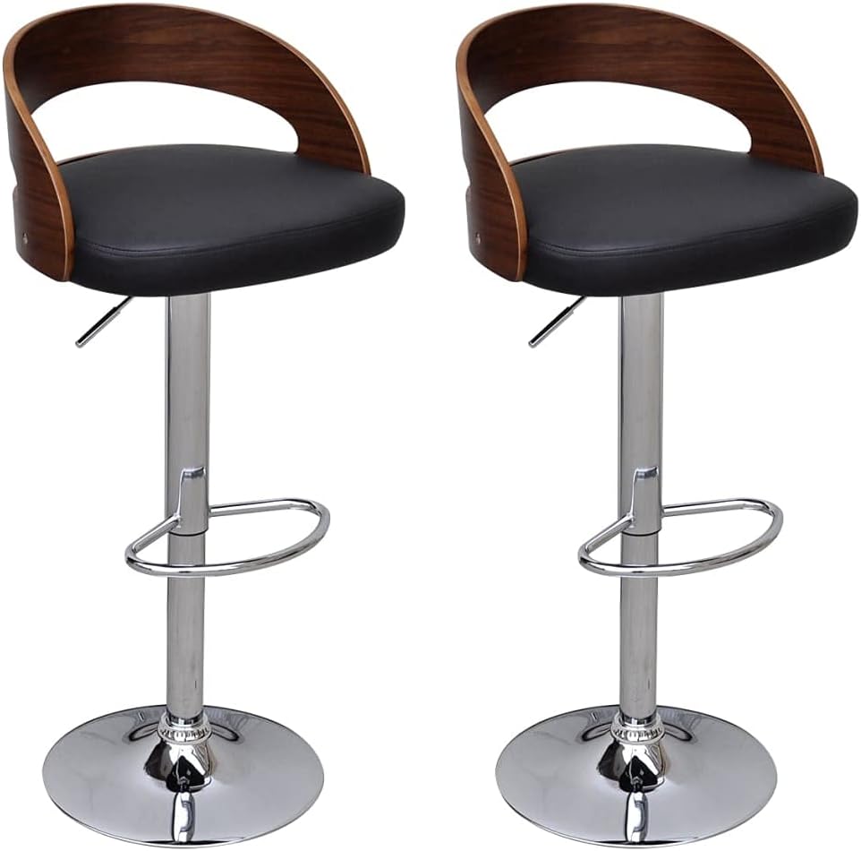 vidaXL 2X Bugholz Barhocker Barstuhl Bistrohocker Tresenhocker Küchenhocker Schwarz und Dunkelbraun,