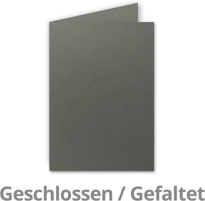 500x Faltkarten SET DIN A6/C6 mit Brief-Umschlägen in Anthrazit-Grau - inklusive Einleger - 14,8 x 1