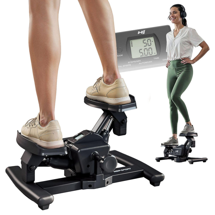 HOP Sport® Mini Stepper für Zuhause HS-060S, Swing & Twist Stepper, Hometrainer für Bein-, Arm- & Po