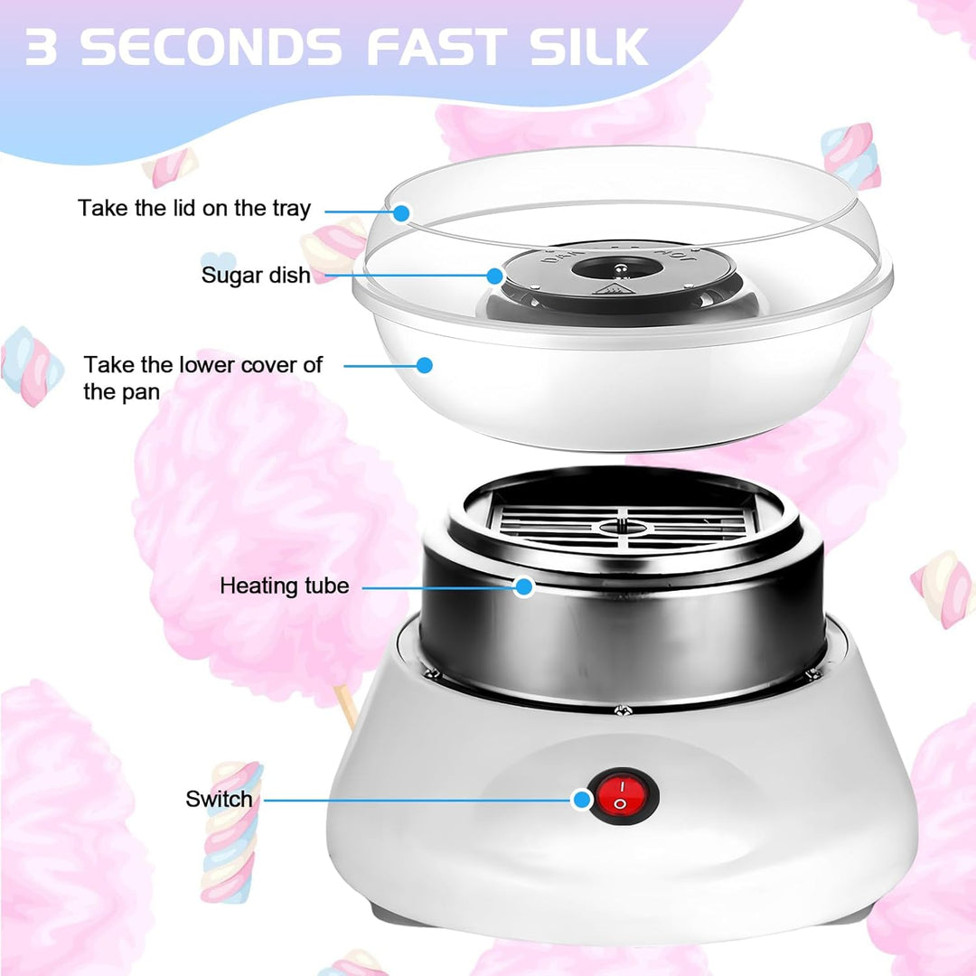 Zuckerwattemaschine, Retro Cotton Candy Machine 450W für Zuhause, Zuckerwatte Maschine mit Zubehör u
