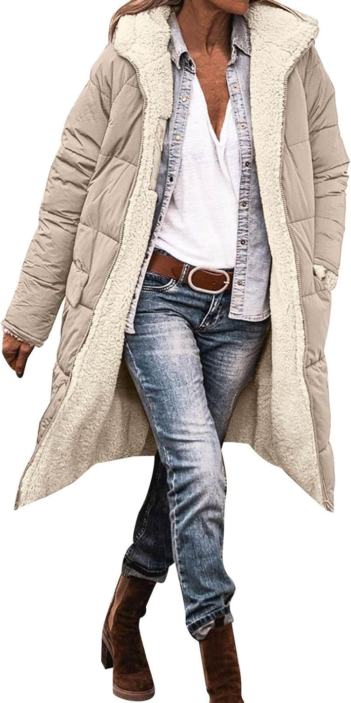 Duohropke Sherpa Jacken für Damen,Wendemantel für Damen,Damen 2023 Herbst Mode Mäntel,Damen Zip Up W