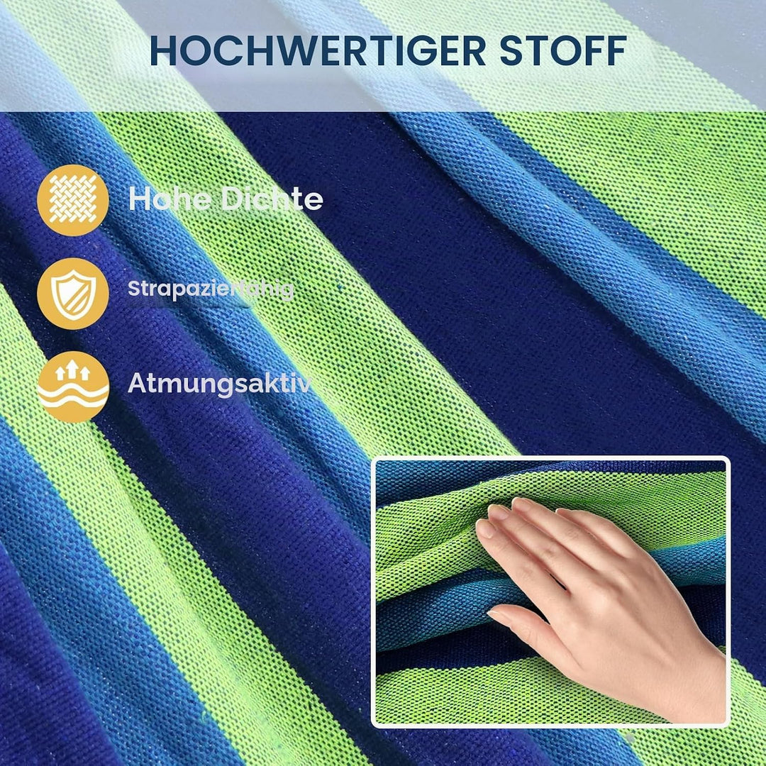 ANYOO Hängematte Outdoor Baumwolle Bequemer Stoff mit Baumfreundlichen Gurten zum Aufhängen, Robuste