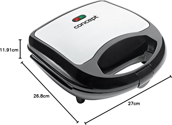 CONCEPT Hausgeräte sv3031 Sandwich-Toaster mit viereckigen Platten, 700 W, edelstahl / schwarz Squar