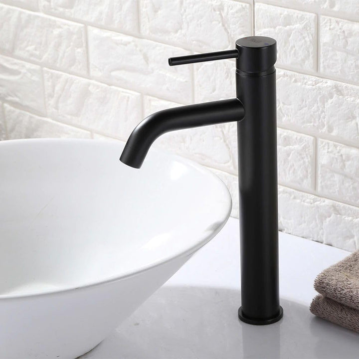 Rea Waschtischarmatur LUNGO BLACK HIGH Wasserhahn Bad Badarmatur aus Messing Armatur für Waschbecken