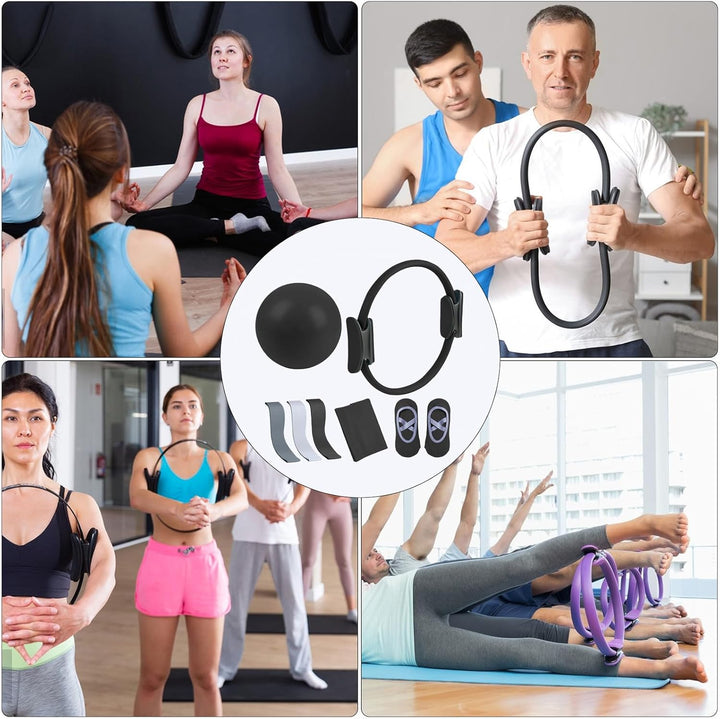 Pilates Ausrüstungsset, Tragbares Pilates Ringball Set, Toning Stretch Widerstandsband Yoga Ring Hei