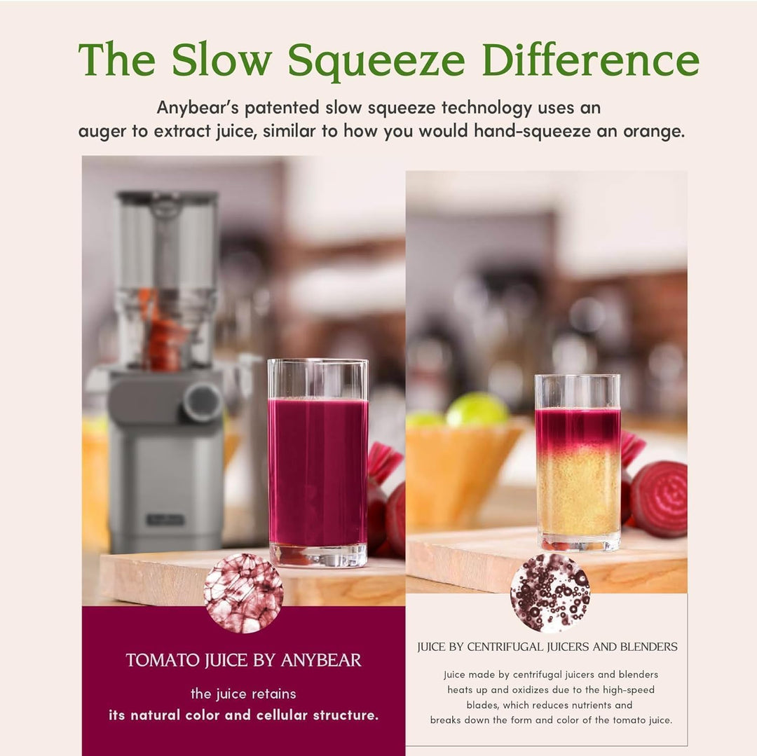 Anybear Entsafter, 200W Slow Juicer Kaltentsafter mit 110 mm grossem Einfüllschacht für ganze Frücht