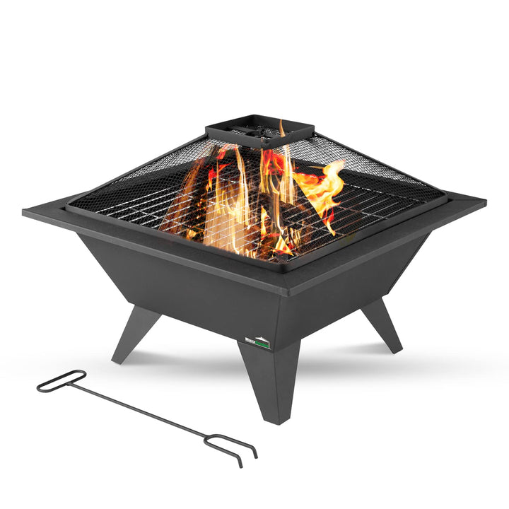 MaxxGarden Feuerschale - Für Den Garten - 53x53 cm - Outdoor Feuerstelle mit Stab - Feuerstelle Gart