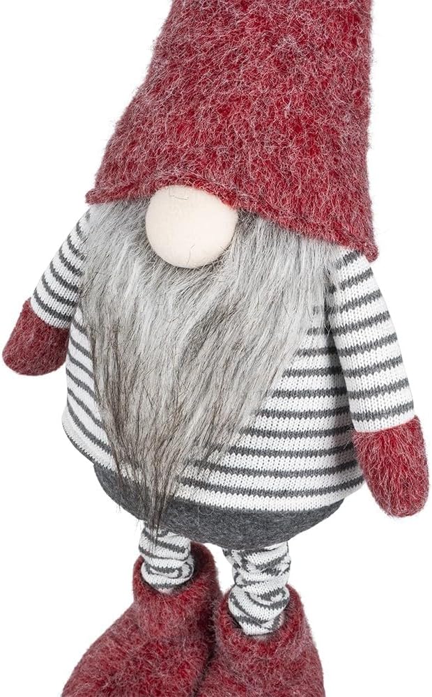 Ideen mit Herz | Deko-Wichtel mit Teleskopbeinen | Streifendesign | Masse: 26cm x 13cm x 56cm | Rot-