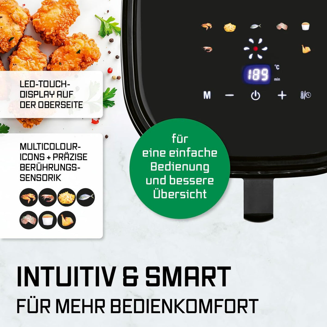 GOURMETmaxx Heissluftfritteuse 4,5L – Airfryer 1400W mit digitalem Farbdisplay, Timer, automatischer