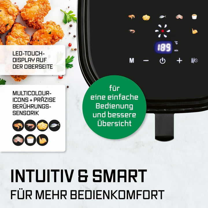 GOURMETmaxx Heissluftfritteuse 4,5L – Airfryer 1400W mit digitalem Farbdisplay, Timer, automatischer