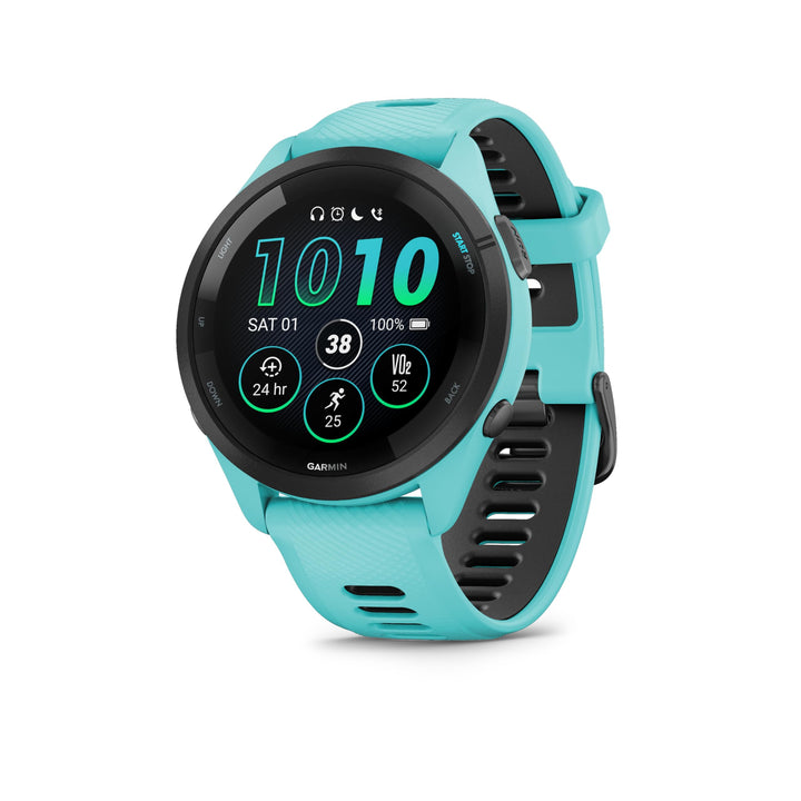 Garmin Forerunner 265 Running Smartwatch für Unisex, 46 mm Grösse, Aqua/Schwarz